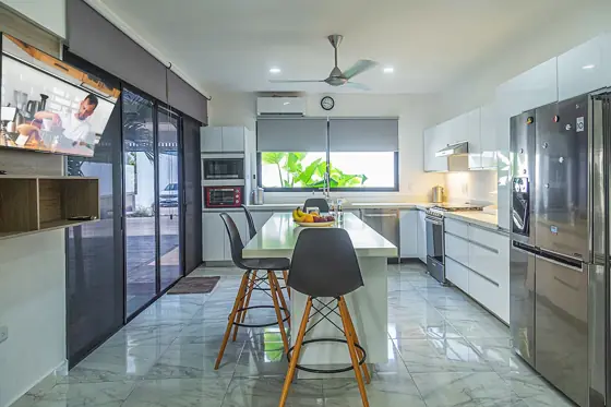 Kitchen island and open living